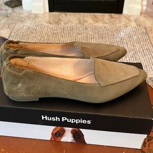 Hush Puppies Green Khaki Suede Hazel Pointe Loafers